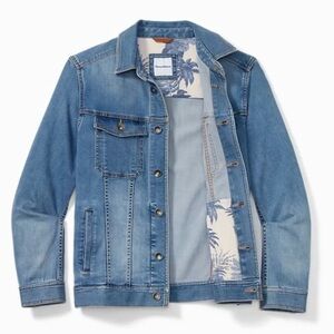 Tommy Bahama Boracay Men XXL Blue Denim Jean Trucker Jacket
